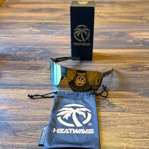 Heatwave New Vector Sunglasses Polarized Gold Lens Camo and Black flag frame